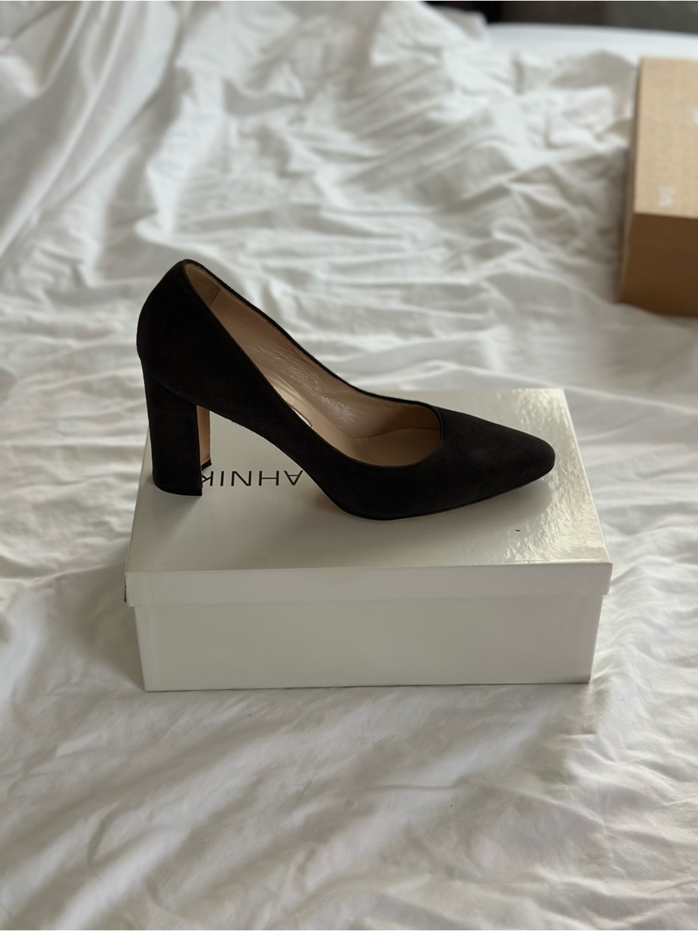 Manolo Blahnik Black Suede Block Heel Pumps Size 41